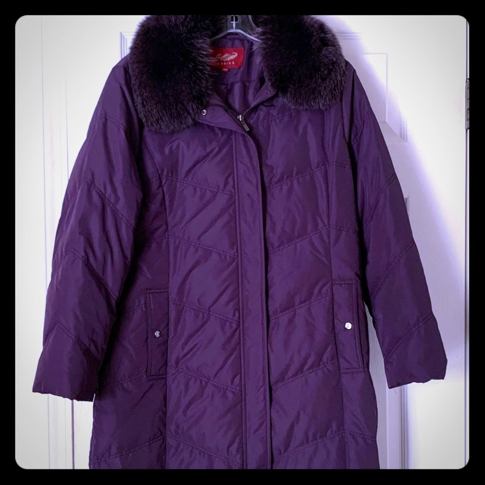 CROCODILE LADIES COAT WITH REAL FOX FUR TRIM